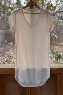Cloth & Stone Women's Cream Colored 100% Linen V-Neck Shift Dress Size S