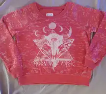 Billabong Moon Magic Women's Long Sleeve Crewneck Sweatshirt Size S Orange. 