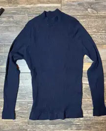 Zara Ribbed‎ Mock Neck Top Women's Medium Knit Long Sleeve Slim Fitted Black