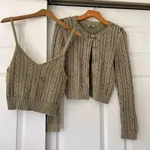 American Eagle Green Tank and Cardigan Set XS/S