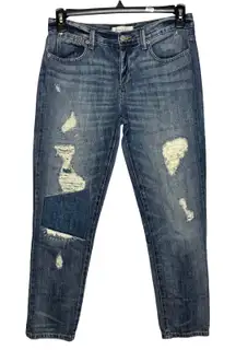 Henry & Belle Size 27 Distressed Patchwork Boyfriend Jeans Medium Wash Women