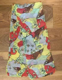 Vintage 70s Psychedelic Royal Lovers Zodiac Rectangular Scarf 48” x 9.5”