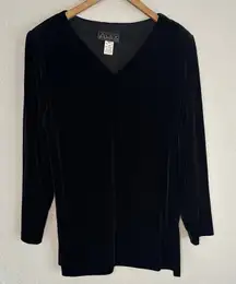 Vintage Alex Evenings Black Velvet Tunic Top Cocktail Party Holiday Christmas XL