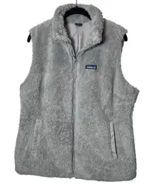 Patagonia Gray Fleece Vest Women Size XL Full Zip Puffer Sherpa Winter Warm
