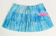 NEW Turquoise Aqua Tie-Dye A-Line Ruffle Skater Mini Short Summer Beach Skirt