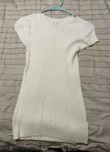 Express Ribbed Knit White Short Sleeve Dress Size Large