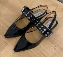 Steve Madden Glossy Black Slingback Flats