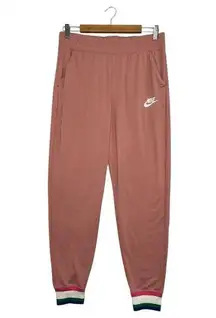 Nike Joggers Womens Medium Pink Pull On Pants Logo Retro 70s Casual Sweatpants