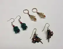 Lot Of 3 Costume Earrings Pierced Christmas Holiday Dangle / Christmas Trees