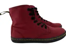 Dr. Martens Womens Shoreditch Canvas Lace‎ Up Boots Cherry Red Size 5
