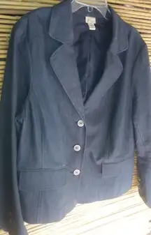 Venezia 18 Dark Gray Denim Like Stretch Blazer Plus