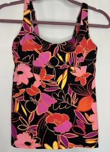 Lands End Tankini Womens Size 4‎ Bright Floral Swim Top Lined With Underwire