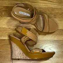 Microfiber/Patent Wedge Heels - Size 6