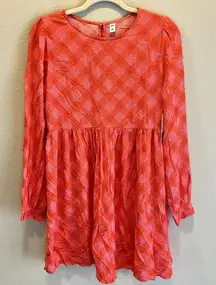 BP Orange‎ Pink Plaid Dress Size Small  Long Sleeve NWT Pleated Womens New N4