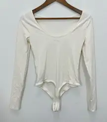 J. Crew Size XS Ivory Scoopback‎ bodysuit in stretch cotton blend Layering
