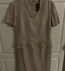 Positive Award Vintage Off White‎ Linen Blend Dress Size 8.