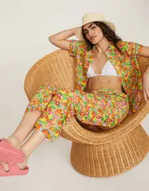 Solid & Striped Pants Womens X Small Yellow Floral Avril‎ Ankle Cotton