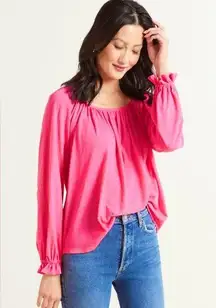 Sundry NWT  Bright Pink Gathered Raglan Top