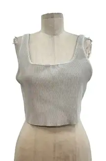 Aritzia Babaton‎ Sculpt Knit Cropped Tank Top Squareneck Gray Plus Size 1X