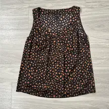 St. John Black/Brown Printed Dots Silk Shell Tank Top/Cami Size Small