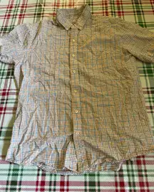 IZOD Button Down Short Sleeve Shirt Mens Casual White Large