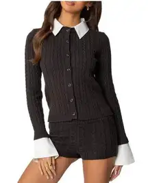 Edikted Avey Detachable Cuff & Collar Cardigan - Small