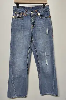 True Religion World Tour Joey  Super T Jeans Womens 30x31‎ Thick Stitching Y2K