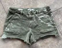 Vigoss Green Jean Shorts Relaxed Fit Frayed Hem