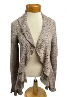 INC. international Concepts size medium khaki colored tan sweater ruffled fitted