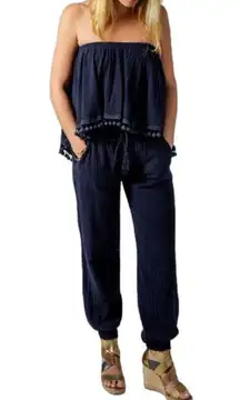 CALYPSO st Barth strapless jumpsuit tassel drawstring