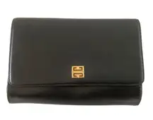 Vintage Givenchy women’s black leather clutch crossbody bag shoulder bag