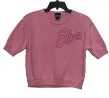 Graceland Elvis Cropped Pink Sweatshirt Size XL Retro Mod Embroidered