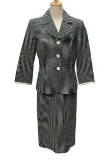 Le Suit Polka Dot Skirt Suit Black White Professional Business Set Size 8 Office