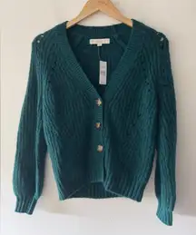 NEW!! LOFT Emerald Green Wool Blend Button Cardigan Sweater