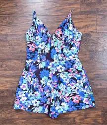 Yumi Kim • Lea Romper blue pink floral Sleeping Beauty print surplice playsuit