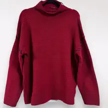 NWT Tahari XL Red Ribbed Mockneck Sweater Stitch‎ Holiday Party Winter Office