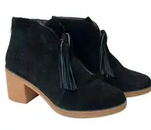 UGG  Corin Casual Tie Tassel Black Suede Block Heel Ankle Boots Women’s Size 10