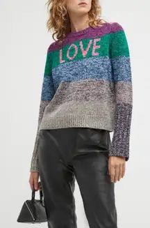 Zadig & Voltaire Cyrka Wews Fushia Cashmere Wool Sweater Medium Colorblock Thick