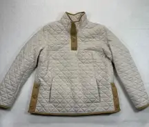 Lands' End‎ Quilted Snap Pullover Jacket Primaloft Lightweight Beige S