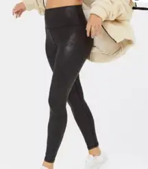 Aerie Offline High Rise Faux Leather Black Leggings - Size Small