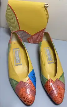 Andrew Geller Boutique Marla Snake Print Leather Shoes Bag Set Size‎ 26 US 8.5–9