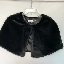 Calvin Klein  Women's Cropped Fuzzy Shrug Cape Jacket Black Small/Medium NWOT