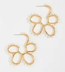Lele Sadoughi Gold Floral Earrings with Pearl Accents