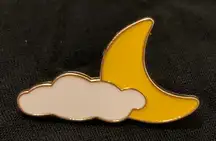 Crescent moon and clouds enamel lapel pin