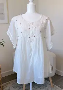 Free People Victoria Babydoll‎ Cotton Romper Ivory White Delicate Airy Size XS