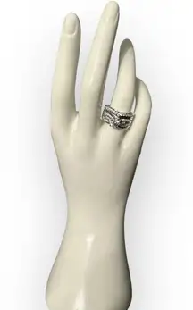 925 Cubic Zirconia Engagement Wedding Ring 2 Piece Set Size 8 NEW in Box