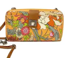 Sakroots Crossbody Multi Pocket Wallet Artist's Circle Apricot Flower Power