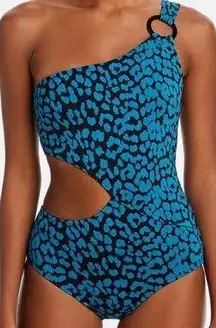 Solid & Striped Claudia Swimsuit Size Large One Piece Leopard Print Blue/Black