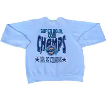 NFL Rare Vintage 90s  Dallas Cowboys Champions White Graphic Crewneck Sweater