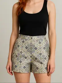 FRNCH brocade cream duo chrome high waisted shorts party festive fall casual $99